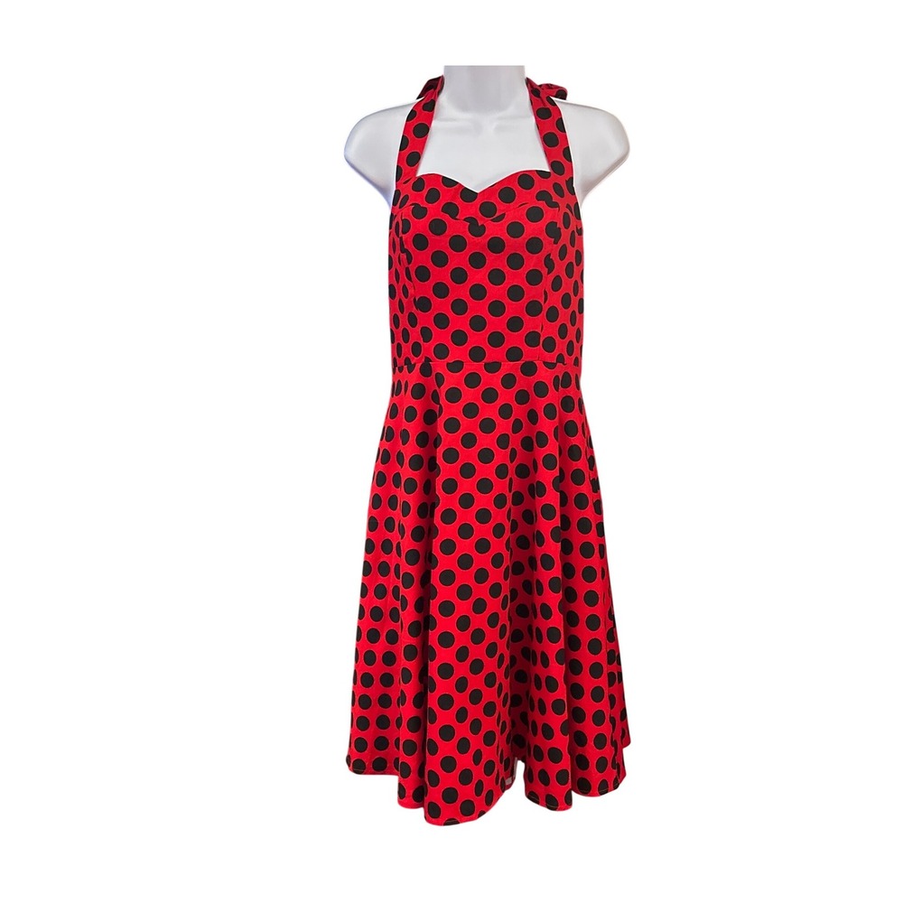 Topdress Polka Dot Dress Rockabilly Pinup Retro Halter Sweetheart Red L